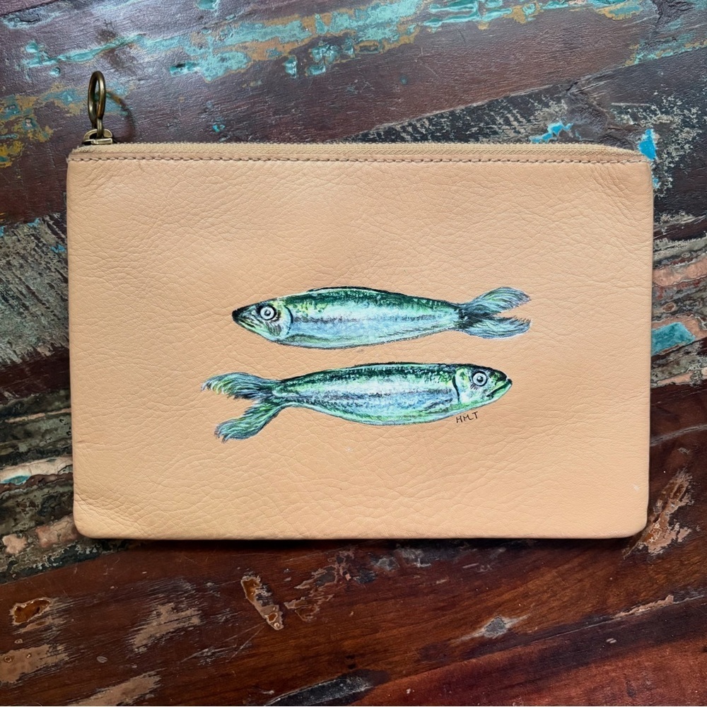 Hand Painted Sardine Madewell Tan Pouch